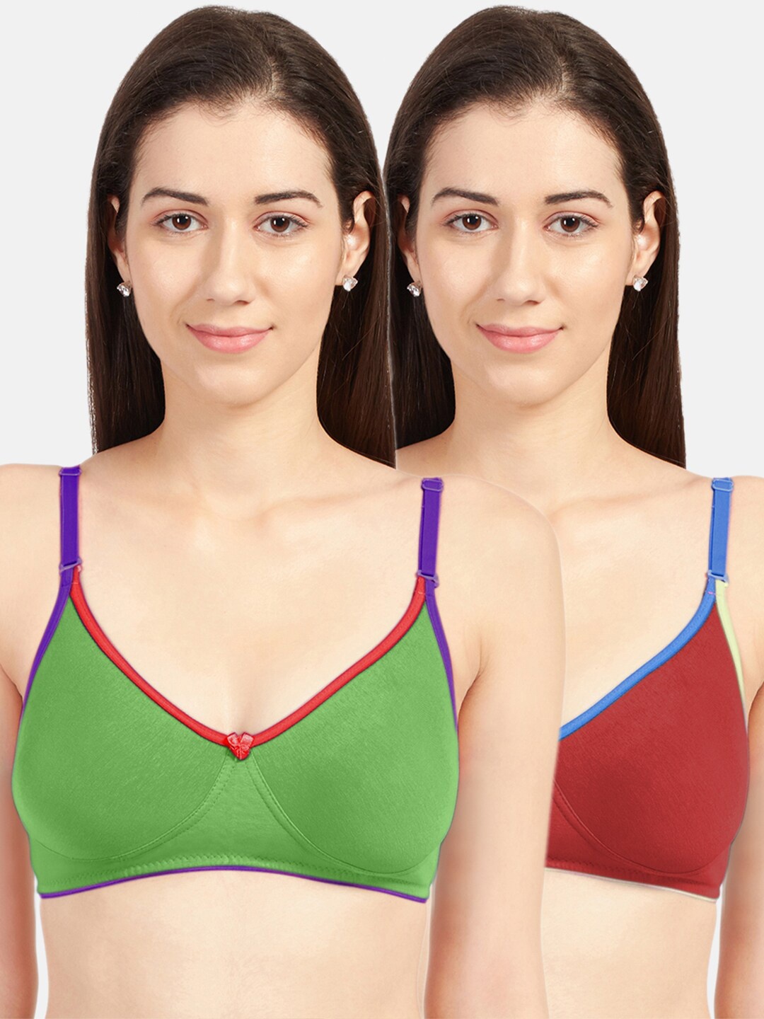 

Sonari Women Pack of 2 Red & Green Non-Padded Bra
