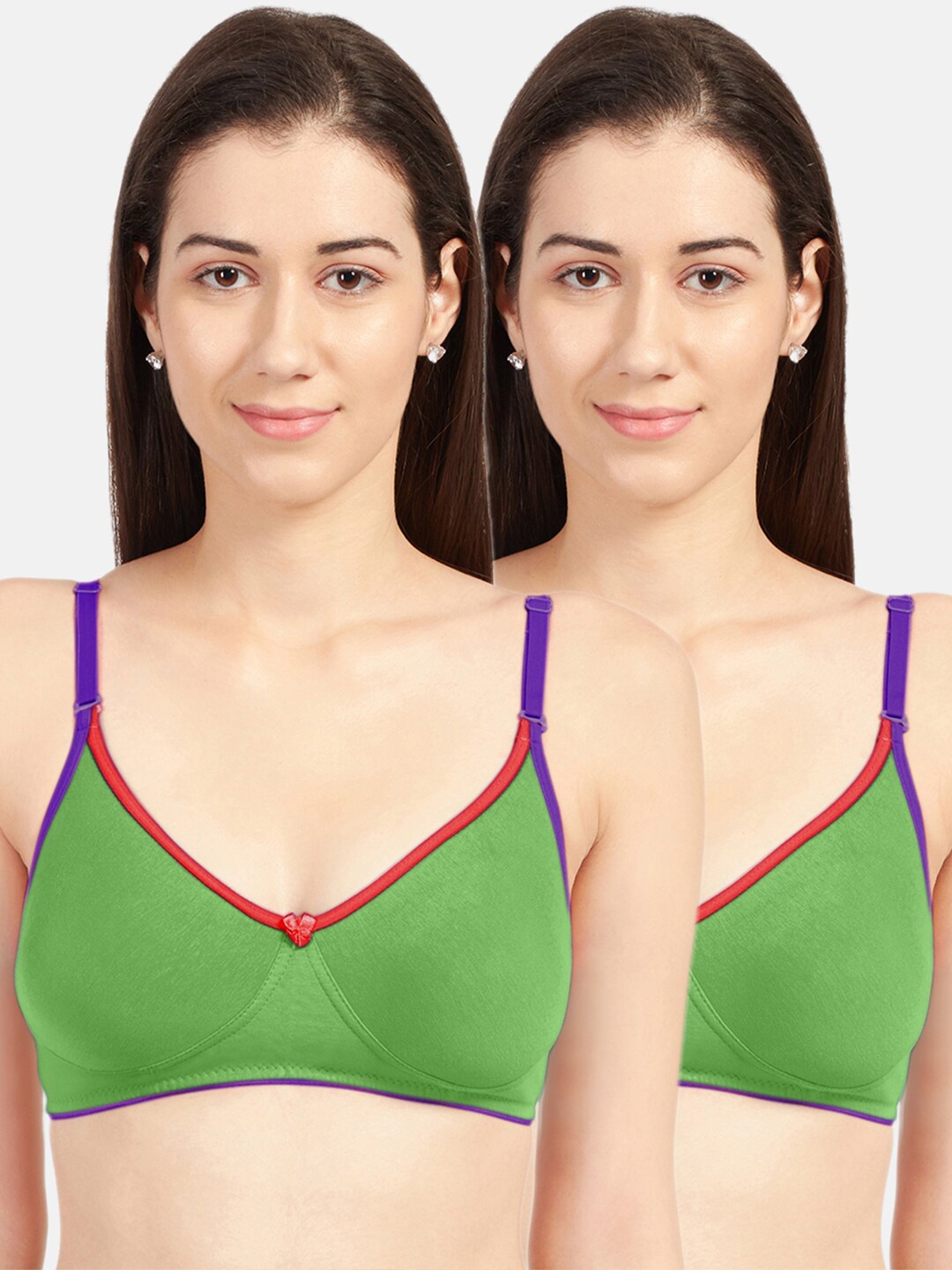 

Sonari Women Pack of 2 Green & Violet Non-Padded Bra