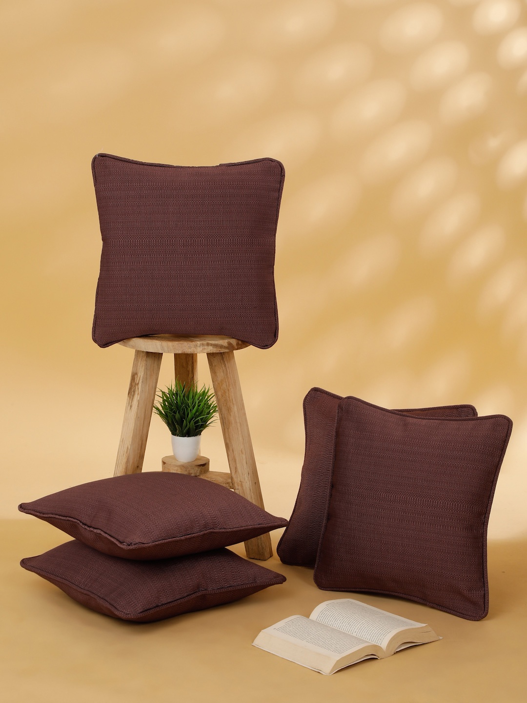 

ROSARA HOME Mauve Set of 5 Square Cushion Covers