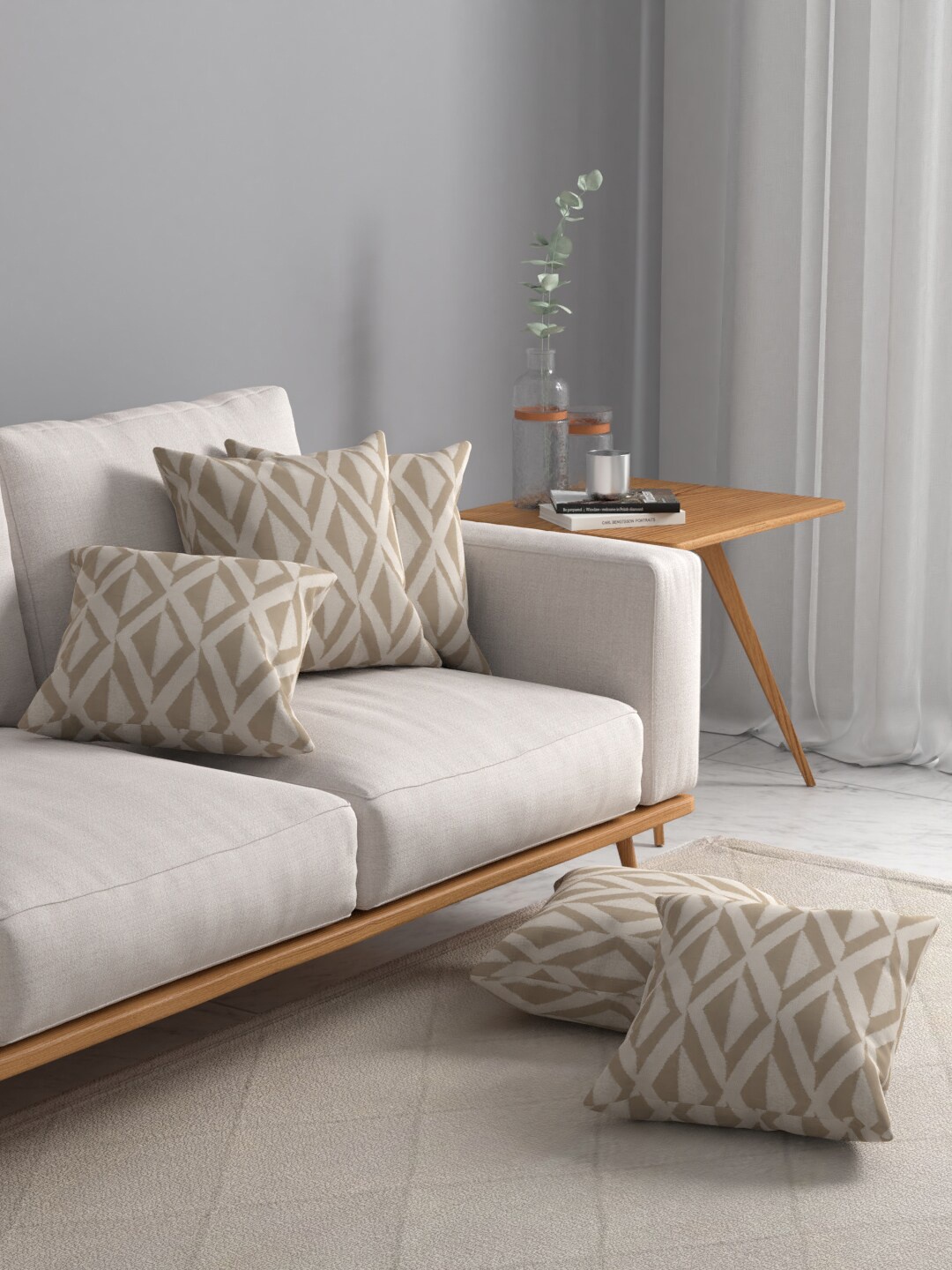 

ROSARA HOME Beige Set of 5 Square Cushion Covers