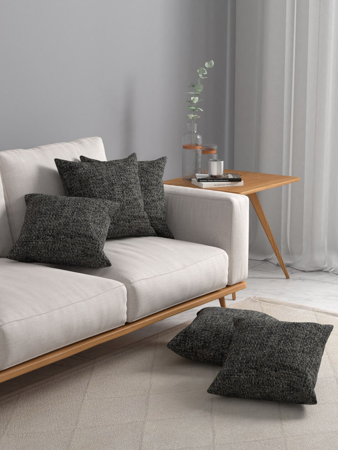 

ROSARA HOME Pack Of 5 Black Cushion Covers