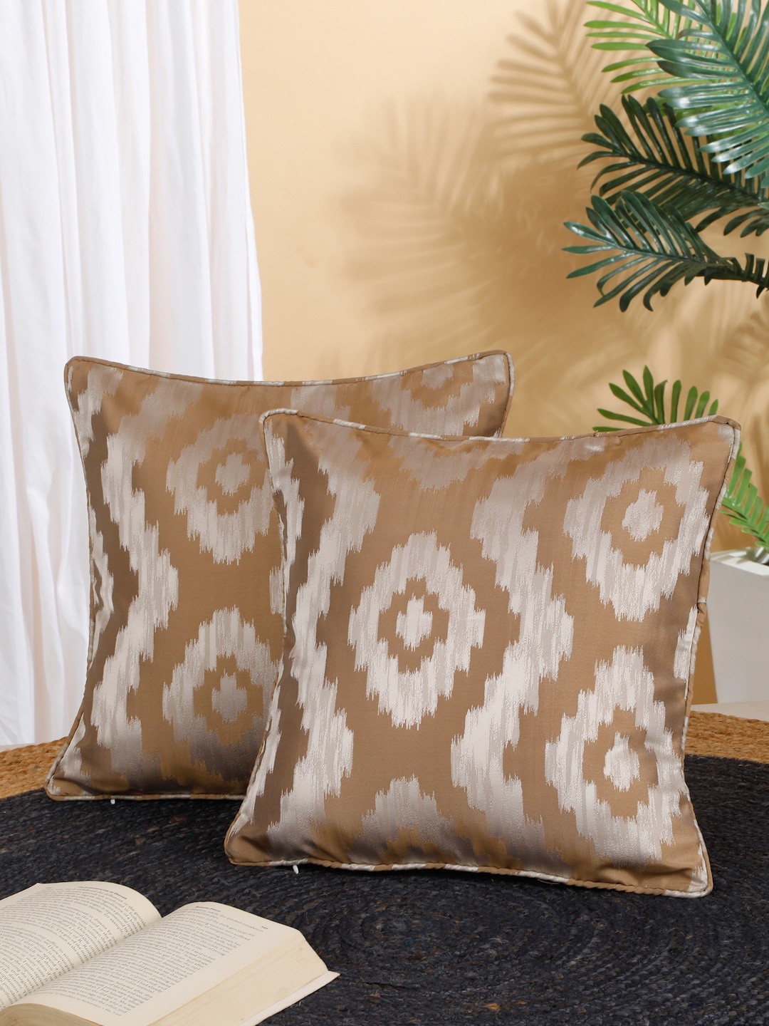 

ROSARA HOME Pack Of 2 Taupe Cushion Covers