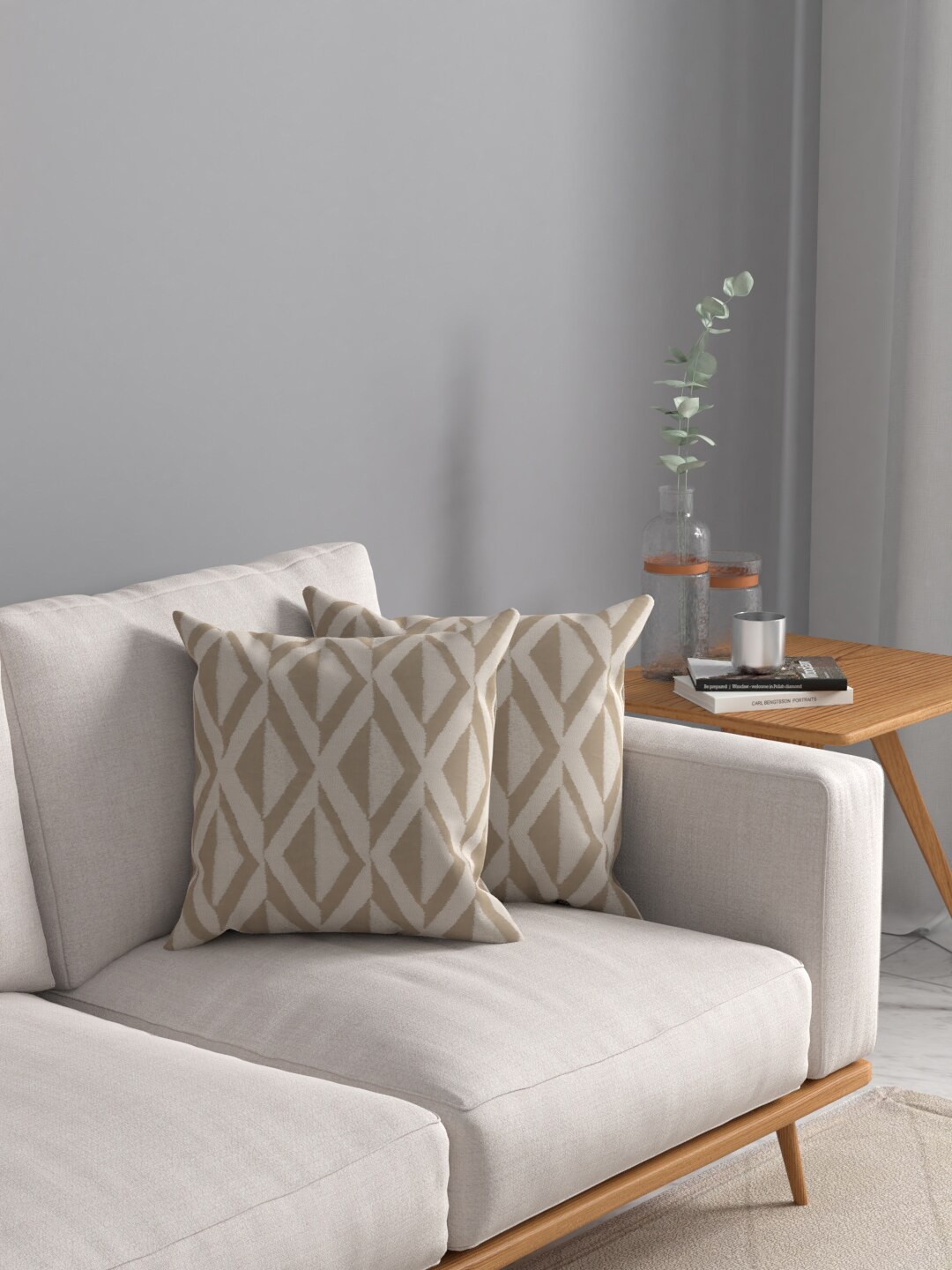 

ROSARA HOME Pack Of 2 Beige Cushion Covers