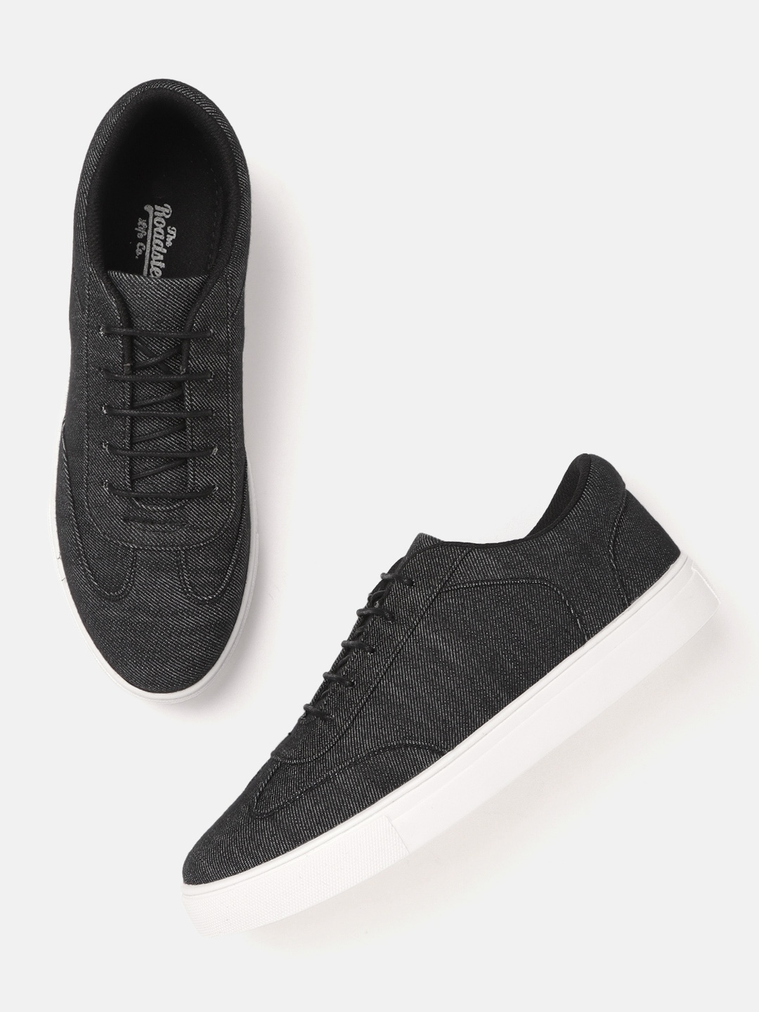 

Roadster Women Black Solid Denim Finish Sneakers