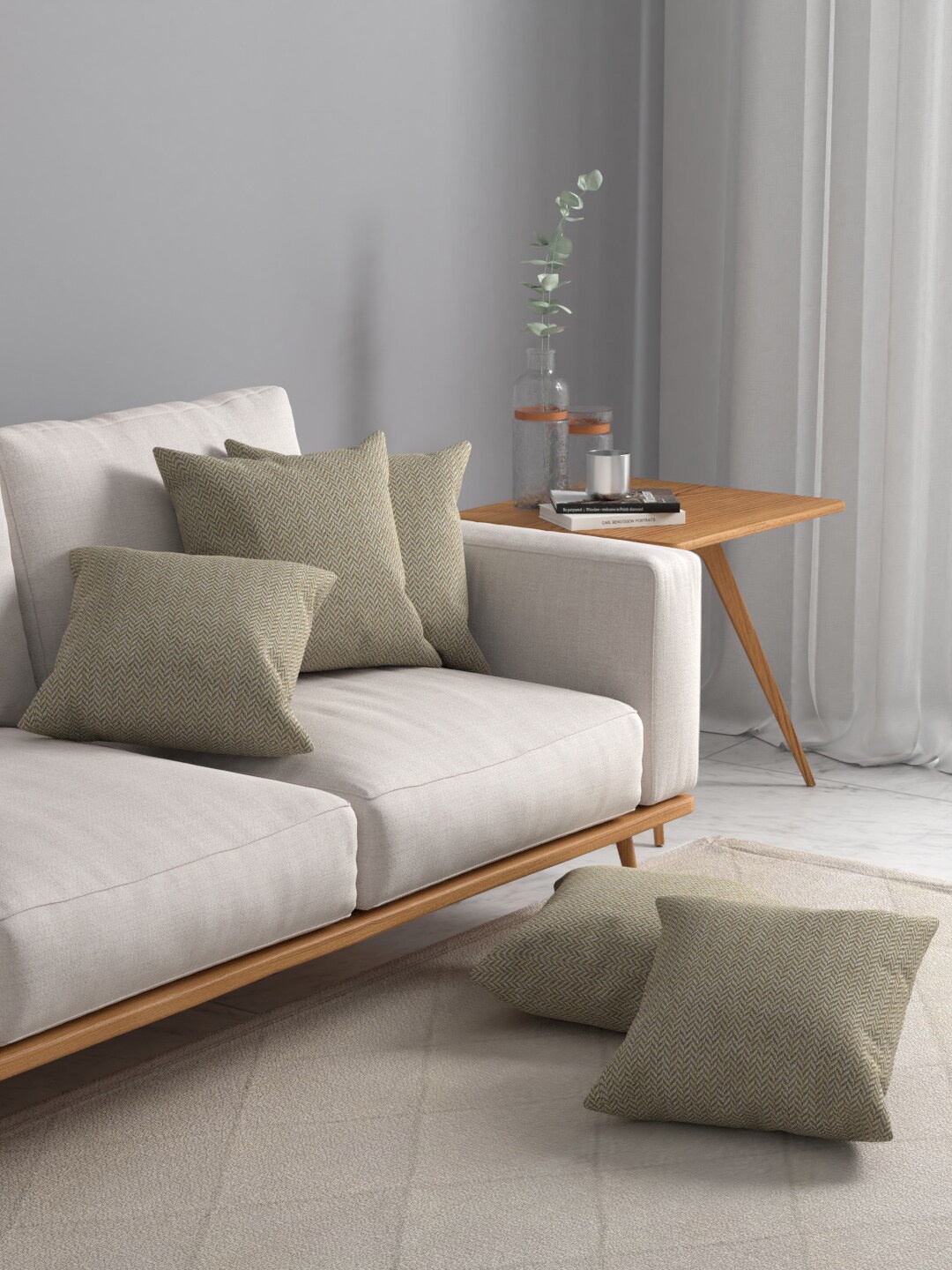 

ROSARA HOME Pack Of 5 Beige Cushion Covers