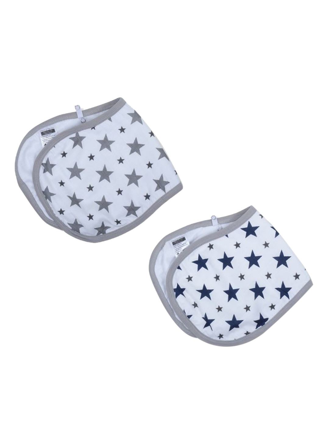

haus & kinder Unisex Kids Pack Of 2 Printed Pure Cotton Bibs, White