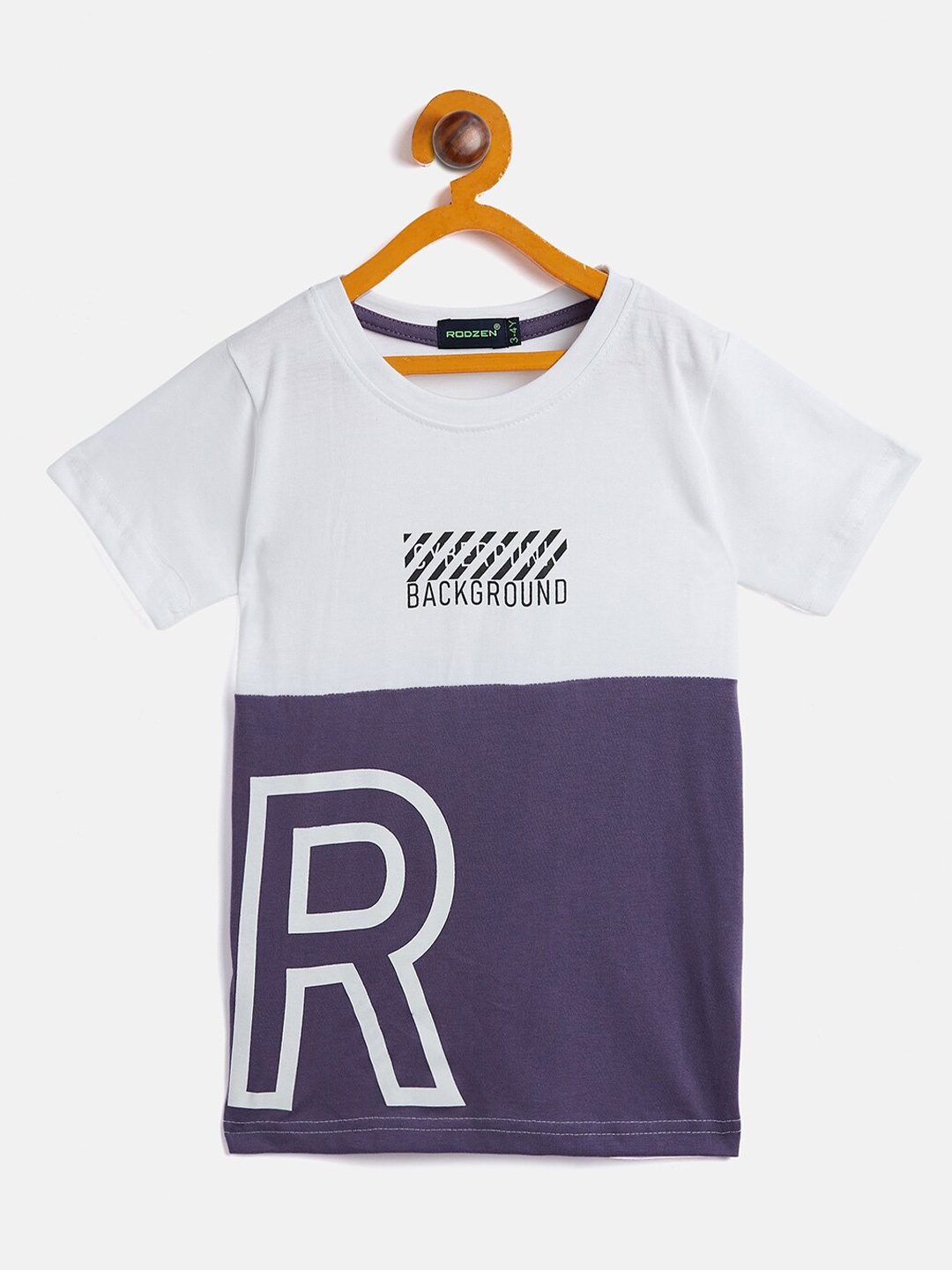 

Rodzen Boys White & Grey Colourblocked Pure Cotton T-shirt