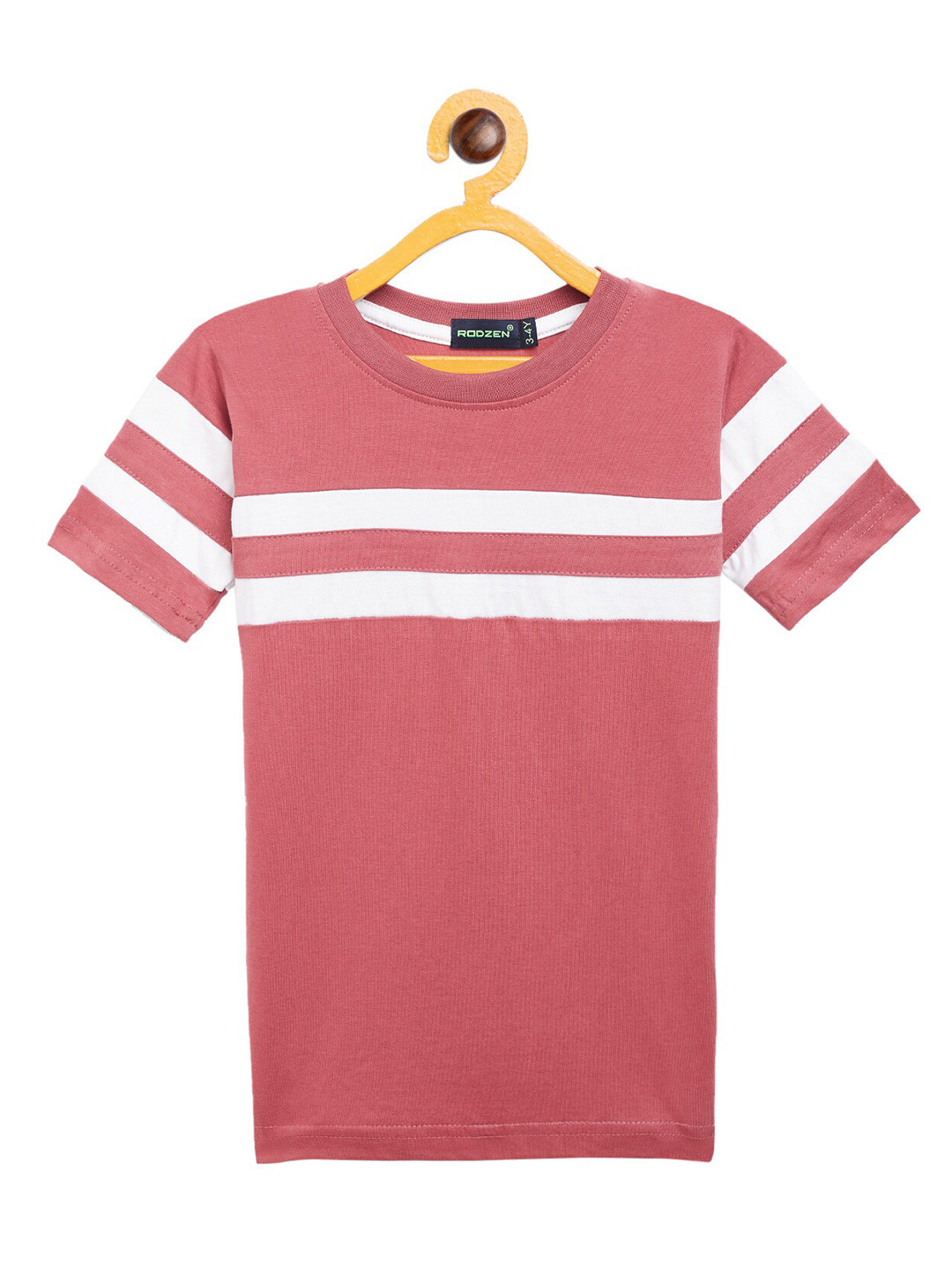 

Rodzen Boys Rose Striped Pure Cotton T-shirt