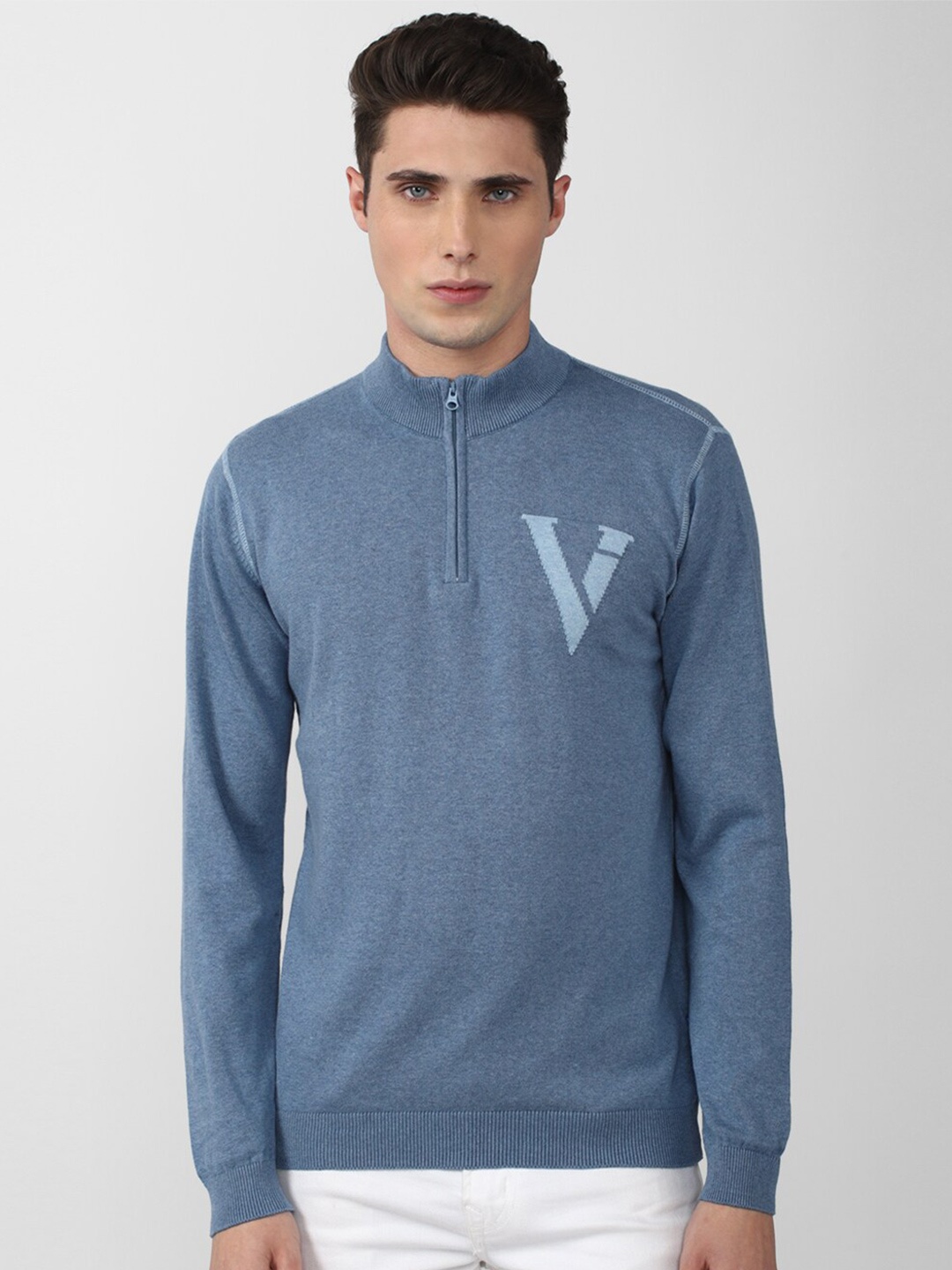 

VAN HEUSEN DENIM LABS Men Blue Printed Pullover