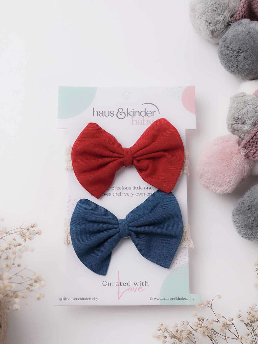 

haus & kinder Girls Red & Navy Blue Set of 2 Hairband