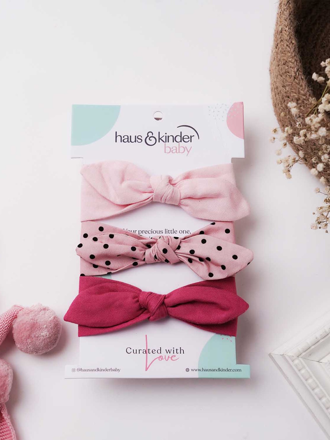 

haus & kinder Girls Pink & Peach-Coloured Set of 3 Hairband