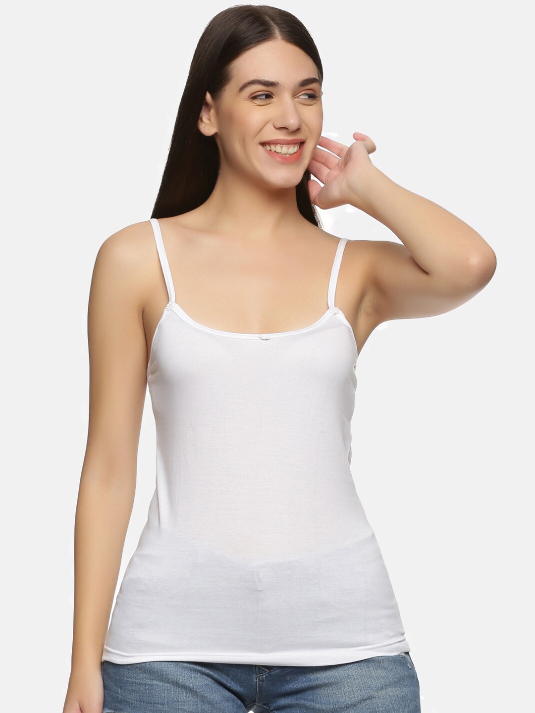 

NOT YET by us Women Pack Of 3 White Solid Camisoles