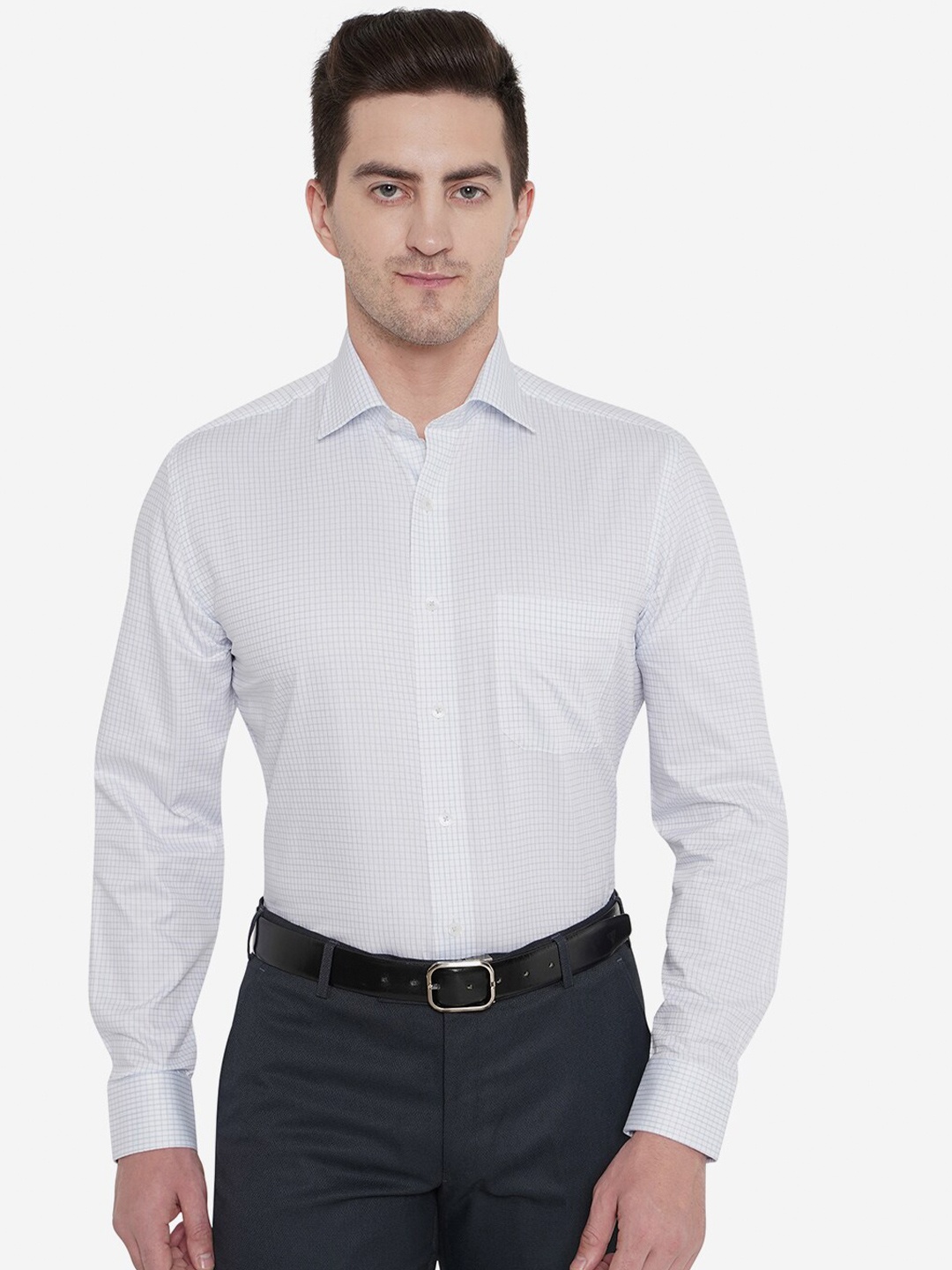 

JADE BLUE Slim Fit Micro Checks Checked Formal Shirt, White