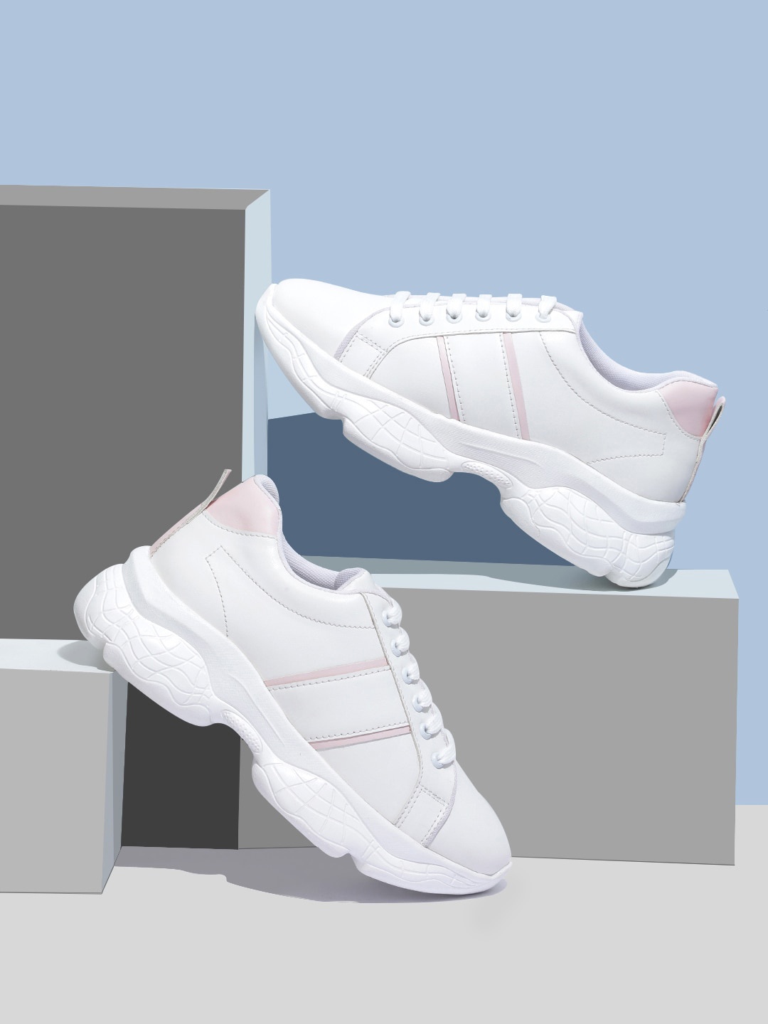 

RapidBox Women White Woven Design Sneakers