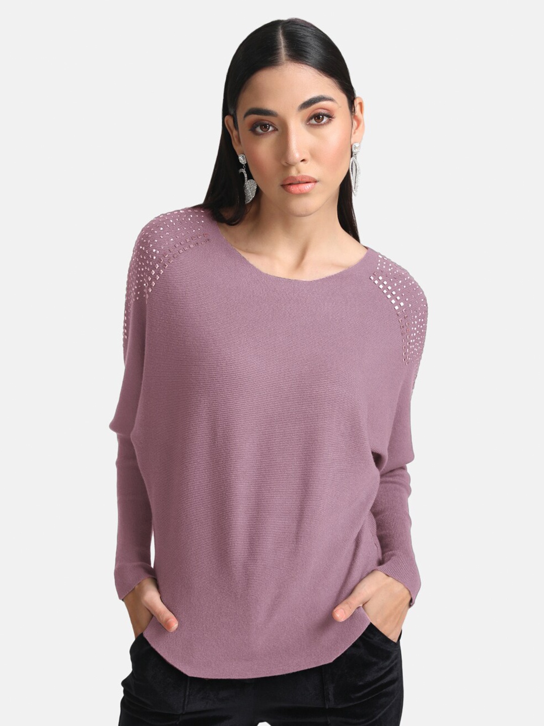 

Kazo Studded Kimono Sleeves Top, Mauve