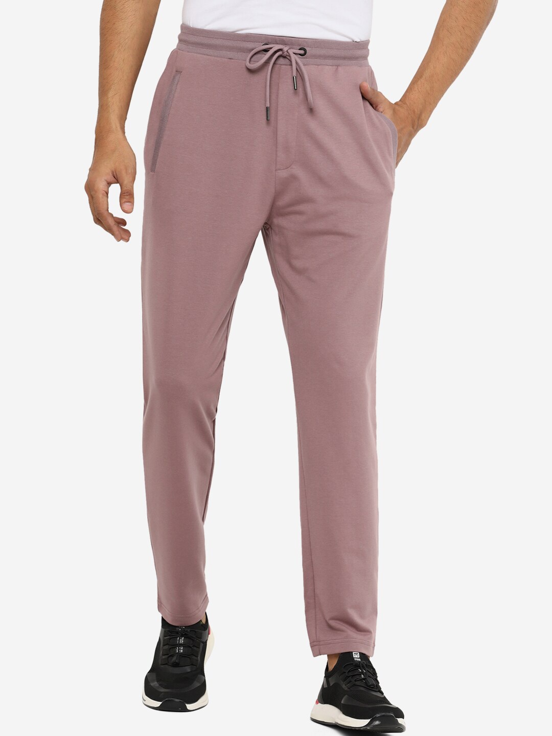 

JADE BLUE Men Plus Size Light Brown Solid Cotton Track Pants