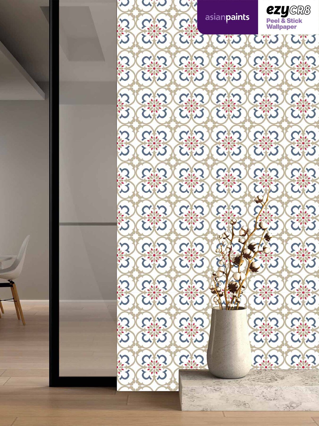 

Asian Paints White & Blue Peel & Stick Self Adhesive Wallpaper