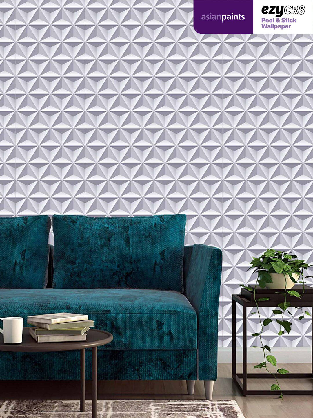 

Asian Paints Grey 3D Geometric Peel & Stick Self Adhesive Wallpaper