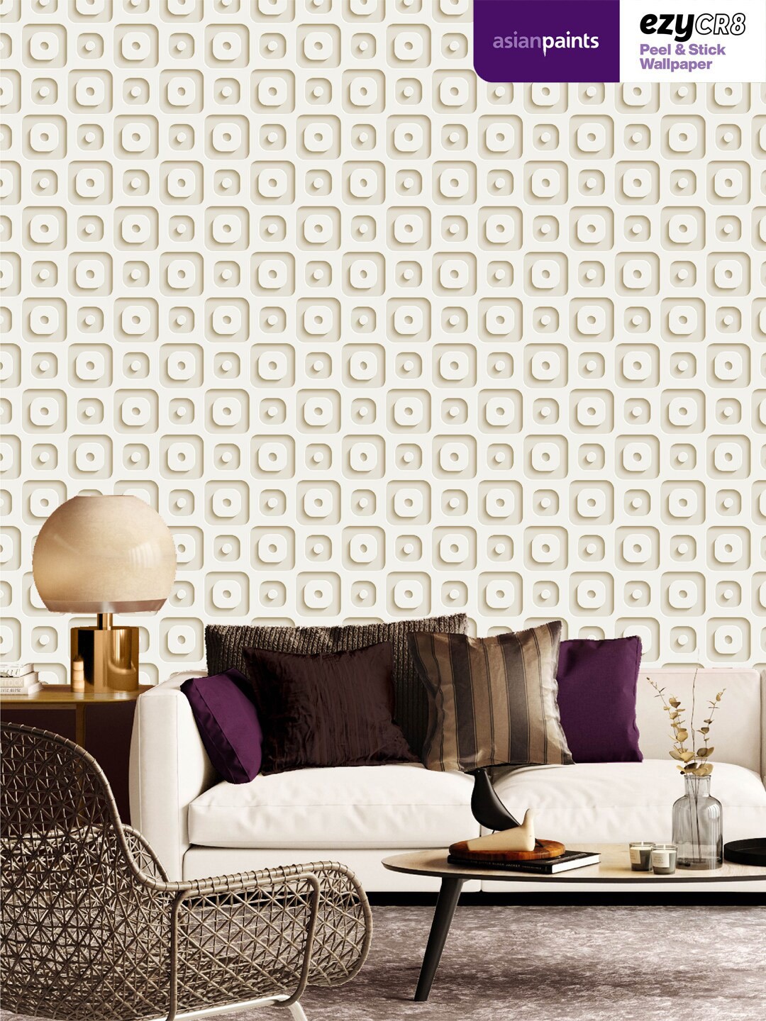 

Asian Paints Beige 3D Peel & Stick Self Adhesive Wallpaper