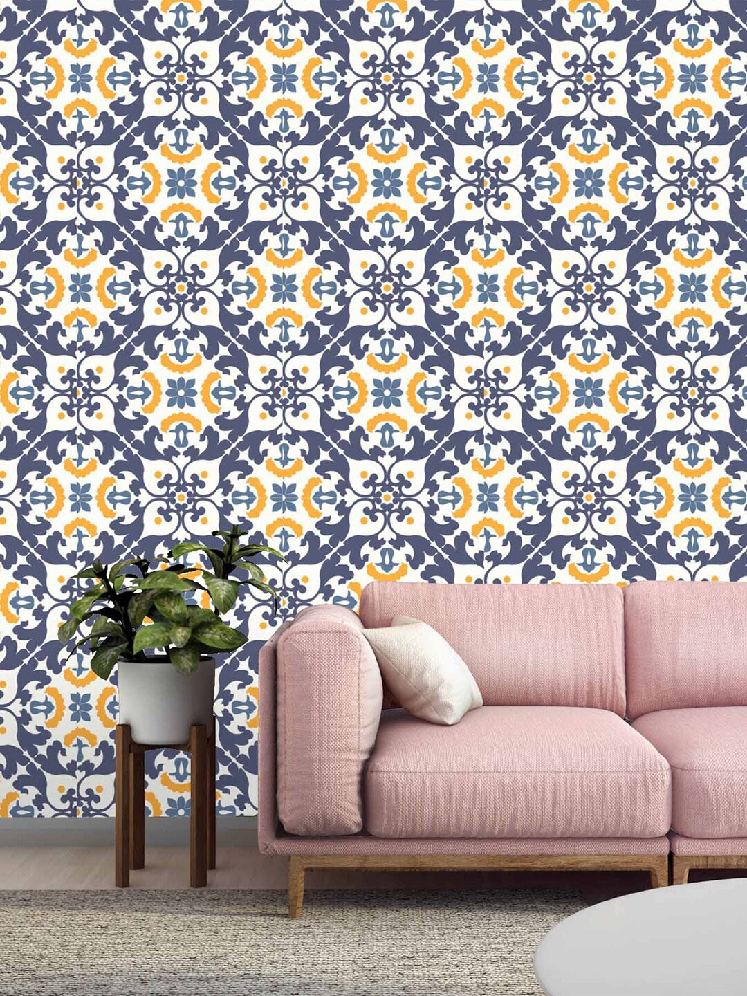 

Asian Paints Blue & White Floral Symmetry Peel & Stick Self Adhesive Wallpaper