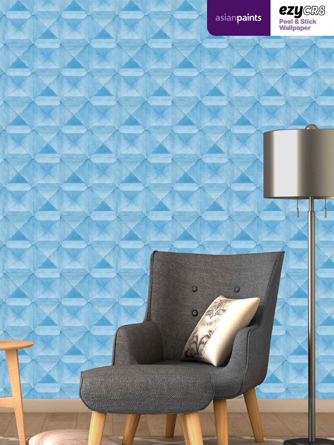 

Asian Paints Blue Textured Geometric Peel & Stick Self Adhesive Wallpaper