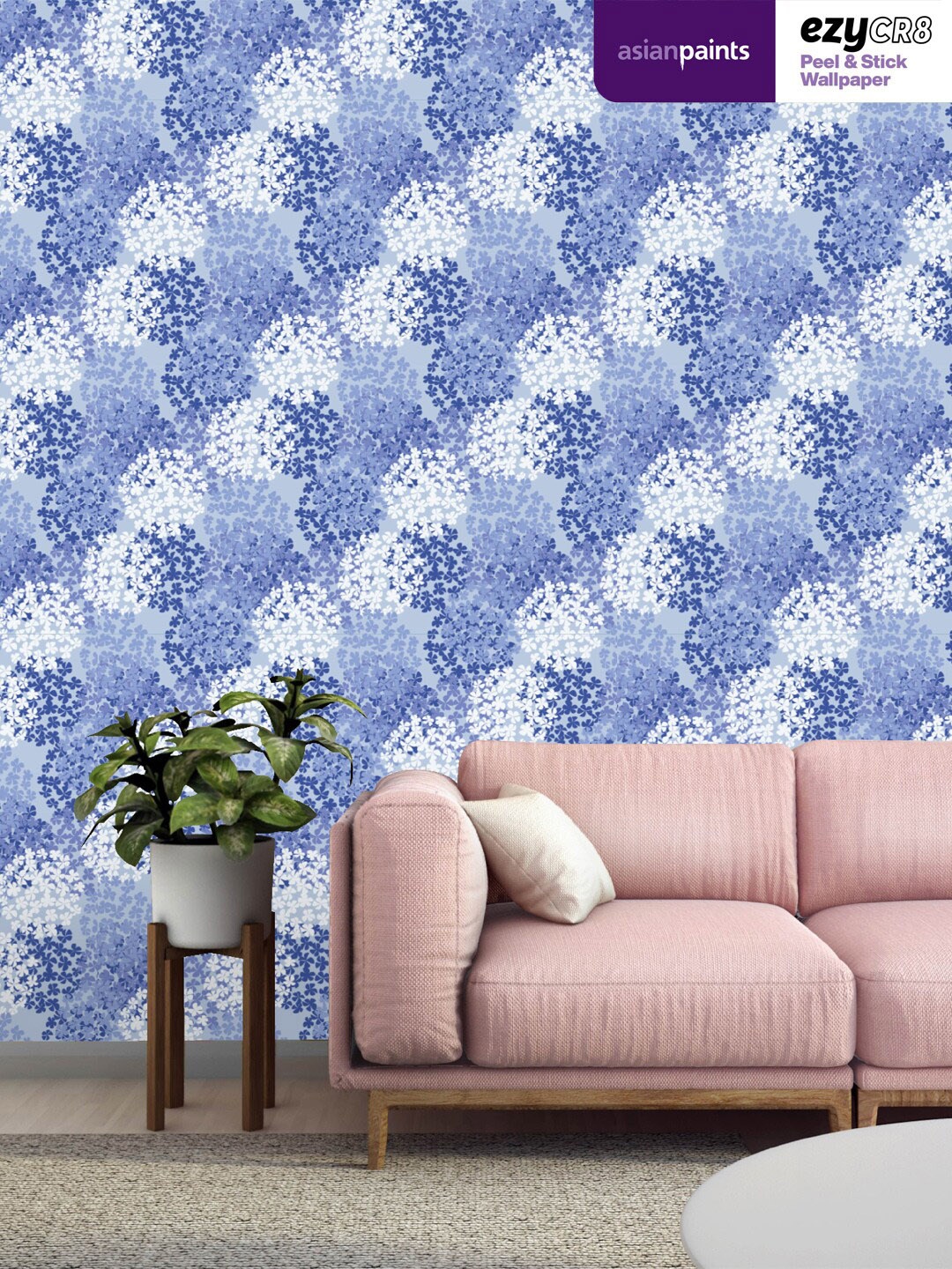 

Asian Paints Silver & Blue Flower Bunches Silver Peel & Stick Self Adhesive Wallpaper