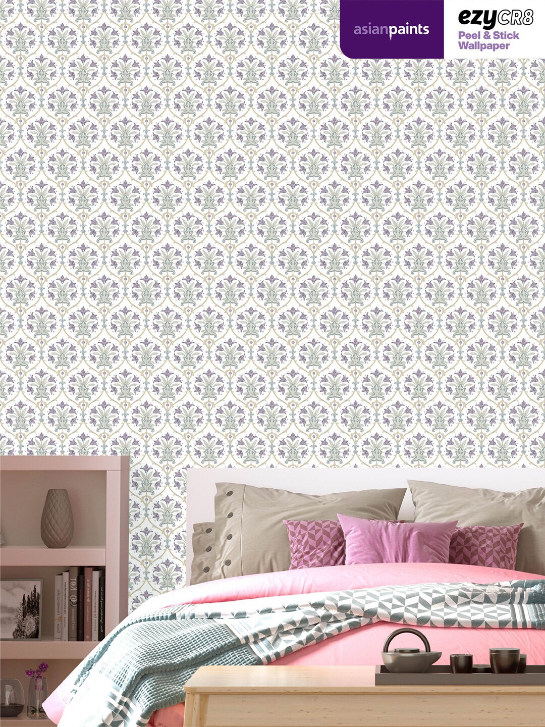 

Asian Paints Green & White Floral Victorian Peel & Stick Self Adhesive Wallpaper