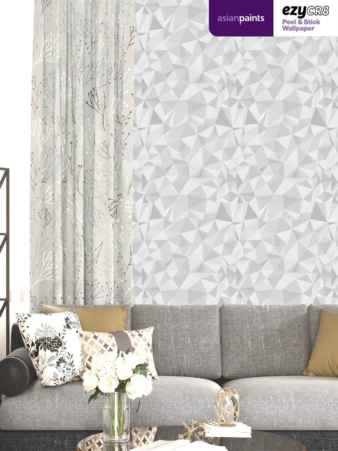 

Asian Paints Grey & White 3D Peel & Stick Self Adhesive Wallpaper