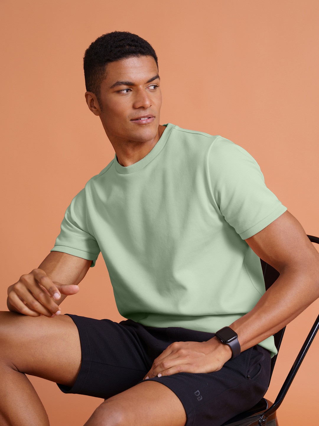

DAMENSCH Men Solid Green Heavy Weight Premium Cotton Regular Fit T-shirt
