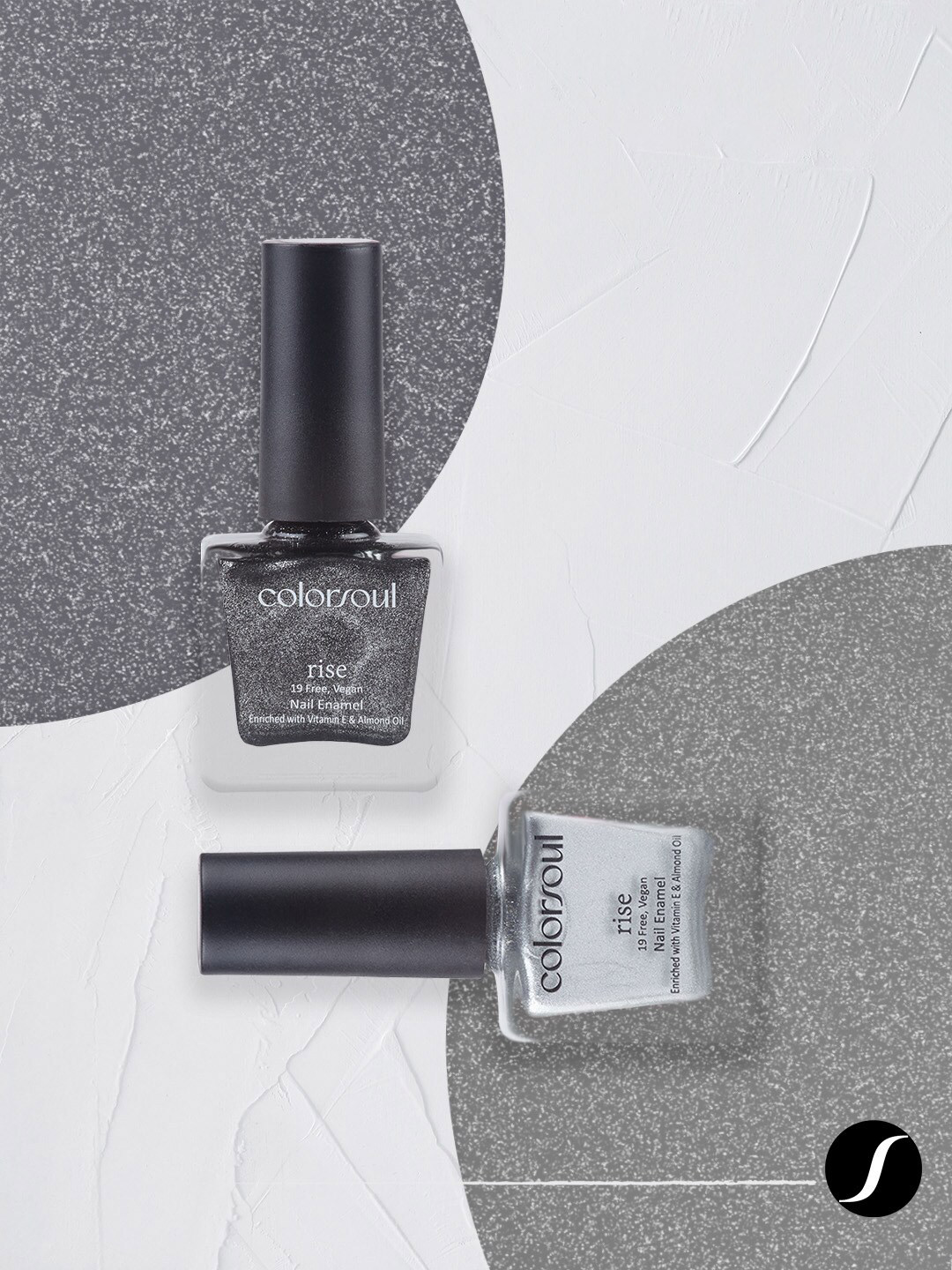 

Colorsoul Set Of 2 Rise Nail Enamel - Galactic Sparkle R22 & Silver Glimmer R23 - 8ml, Metallic