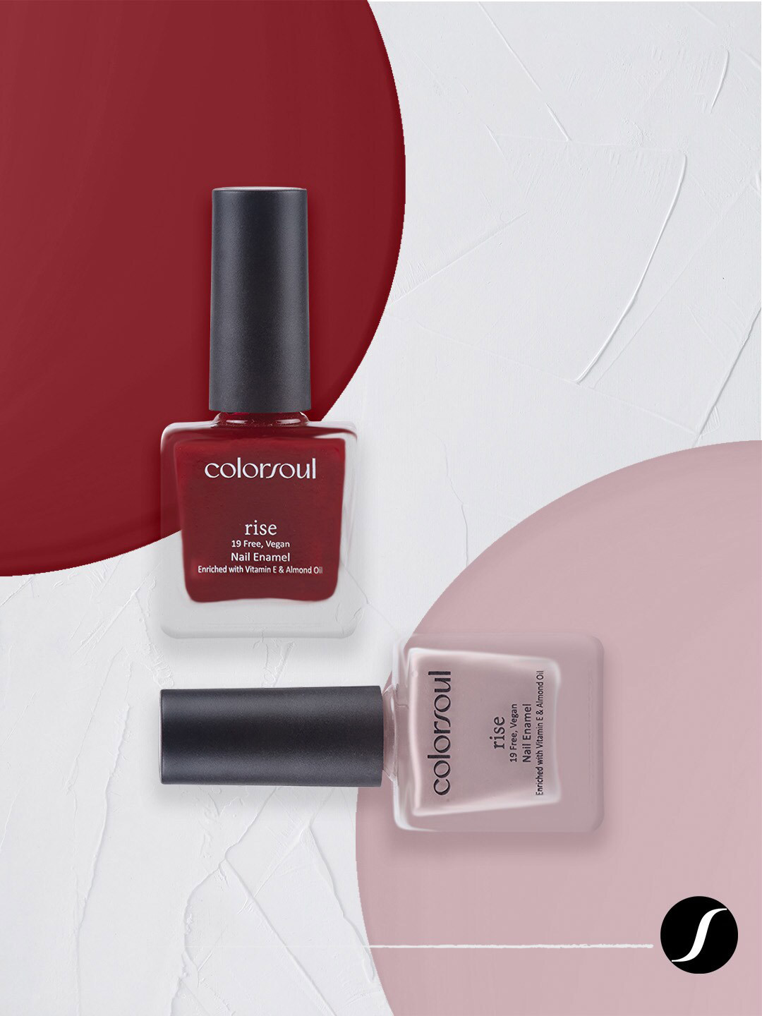 

Colorsoul Set Of 2 Rise Nail Enamel-Red Rebel R03 & Nude Charm R12 - 8ml