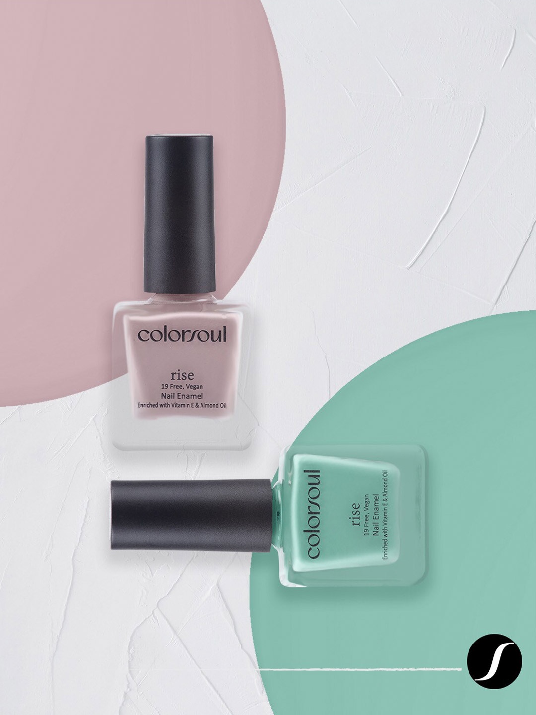 

Colorsoul Set Of 2 Rise Nail Enamel Nude Charm R12 & Misty Green R16 - 8ml