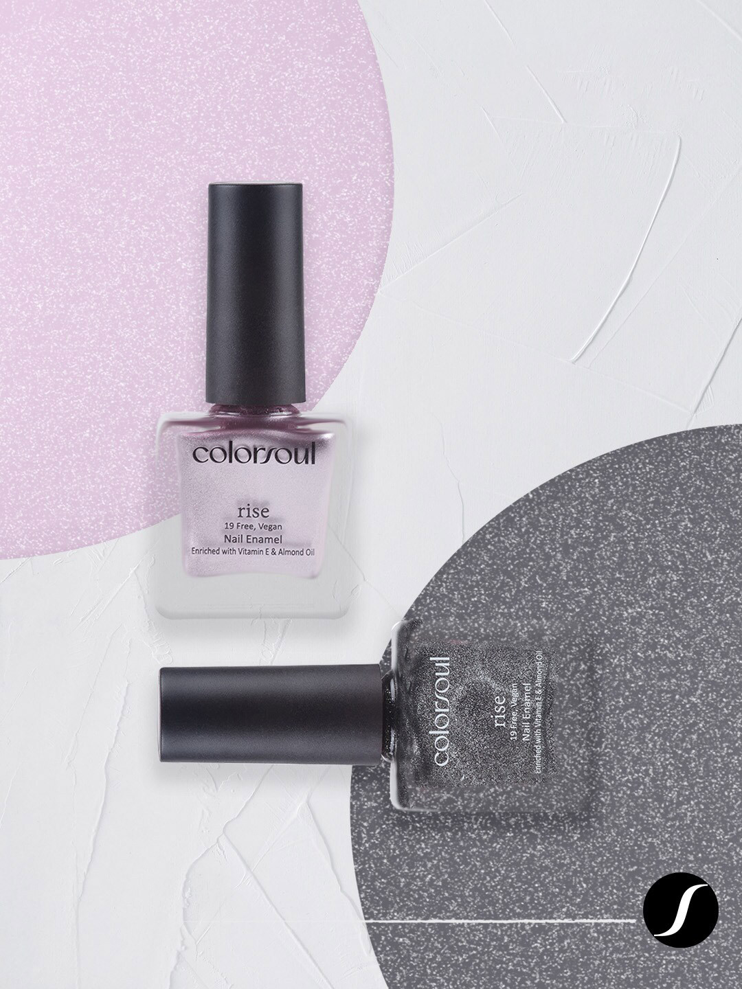 

Colorsoul Set Of 2 Rise Nail Enamel - Celestial Pink R24 & Galactic Sparkle R22 - 8ml