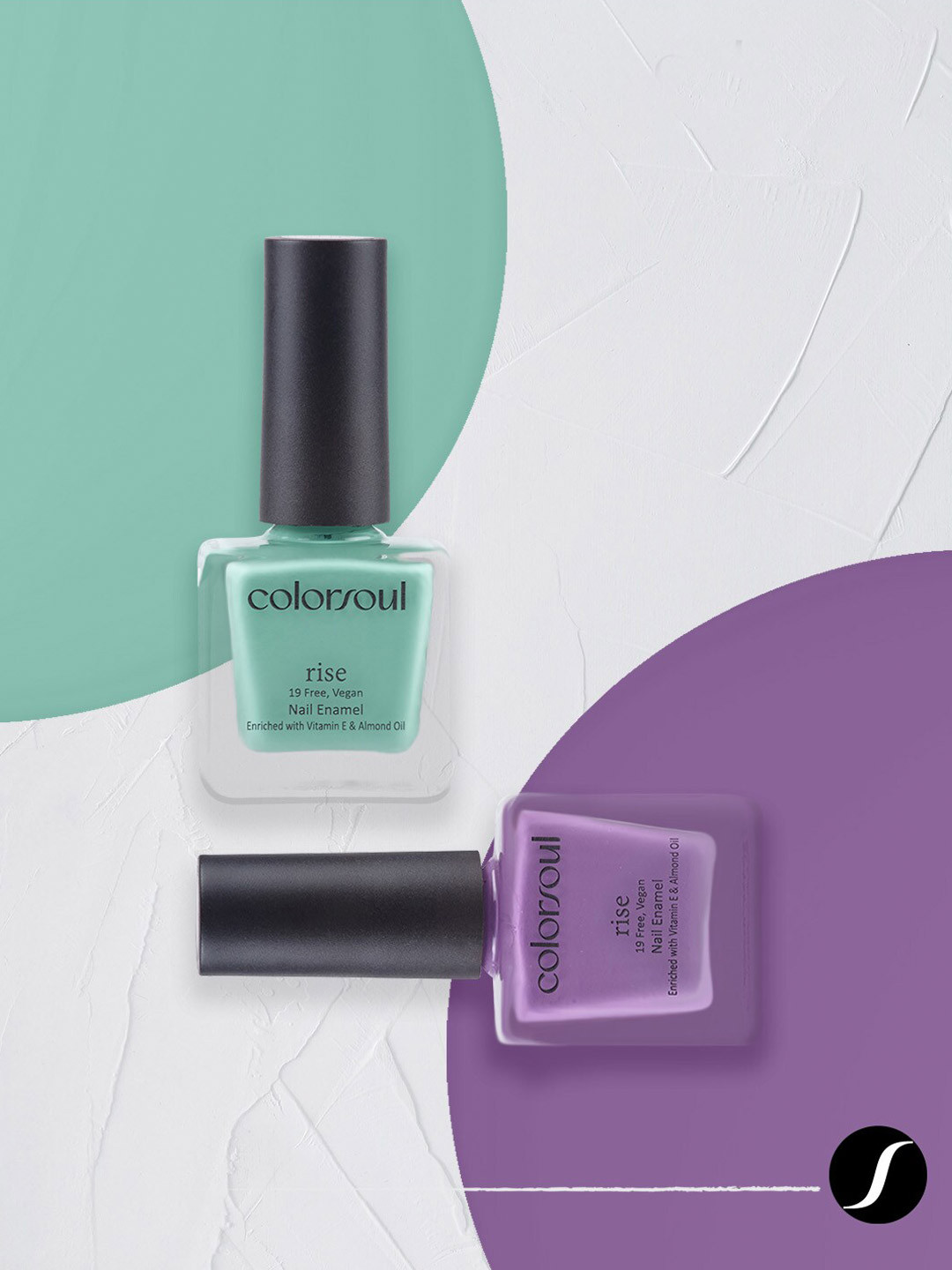 

Colorsoul Set Of 2 Rise Nail Enamel - Misty Green R16 & Violet Wave R08 - 8ml