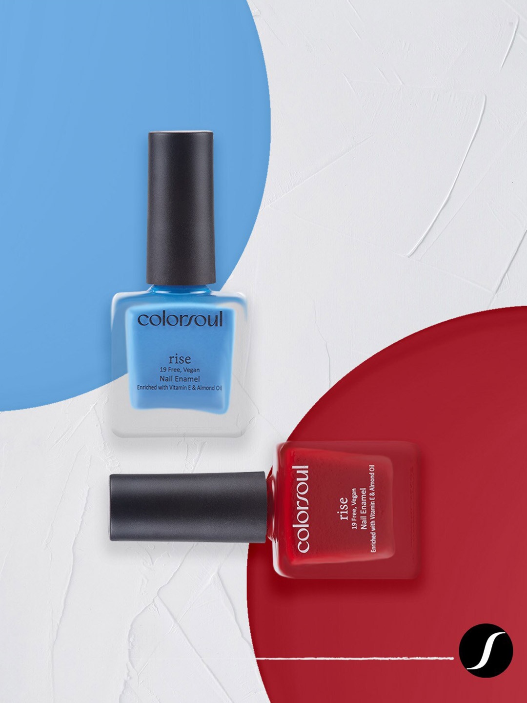 

Colorsoul Set Of 2 Rise Nail Enamel - Glam Red R01 & Blue EruptionR18 - 8ml