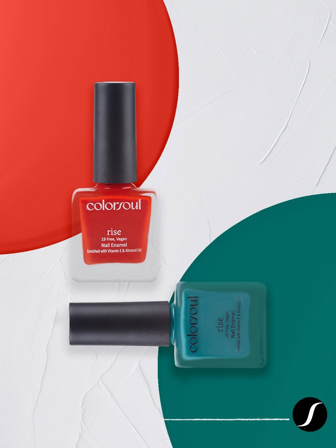

Colorsoul Set Of 2 Rise Nail Enamel - Fiesty Fire R02 & Teal Evoke R17 - 8ml, Red