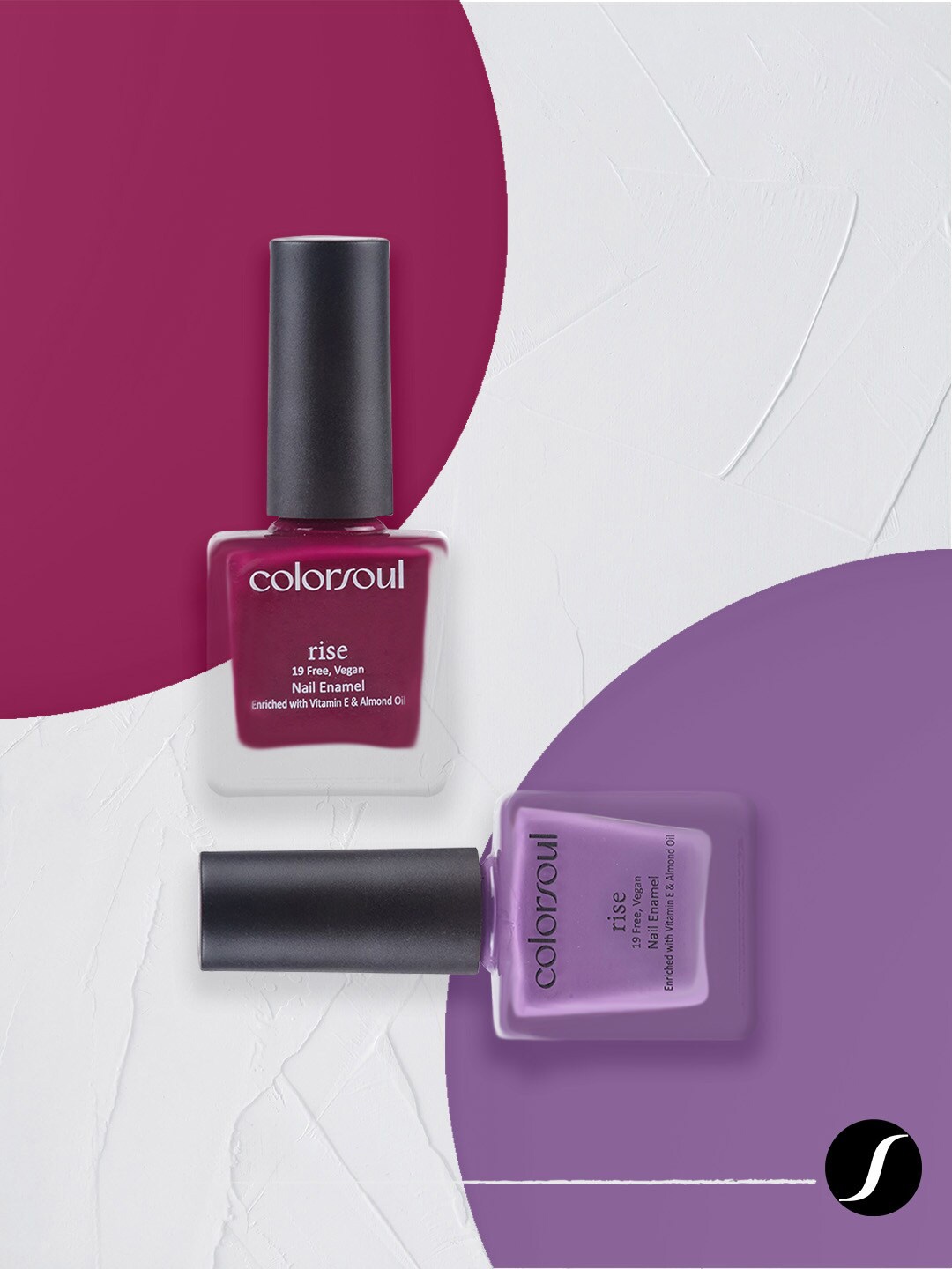 

Colorsoul Set Of 2 Rise Nail Enamel - Wild Flower R07 & Violet Wave R08 - 8ml, Burgundy