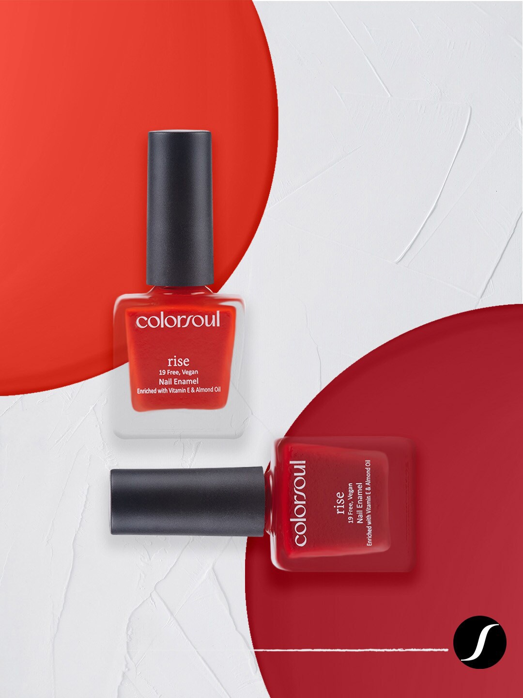 

Colorsoul Set Of 2 Rise Nail Enamel - Glam Red R01 & Fiesty Fire R02 - 8ml