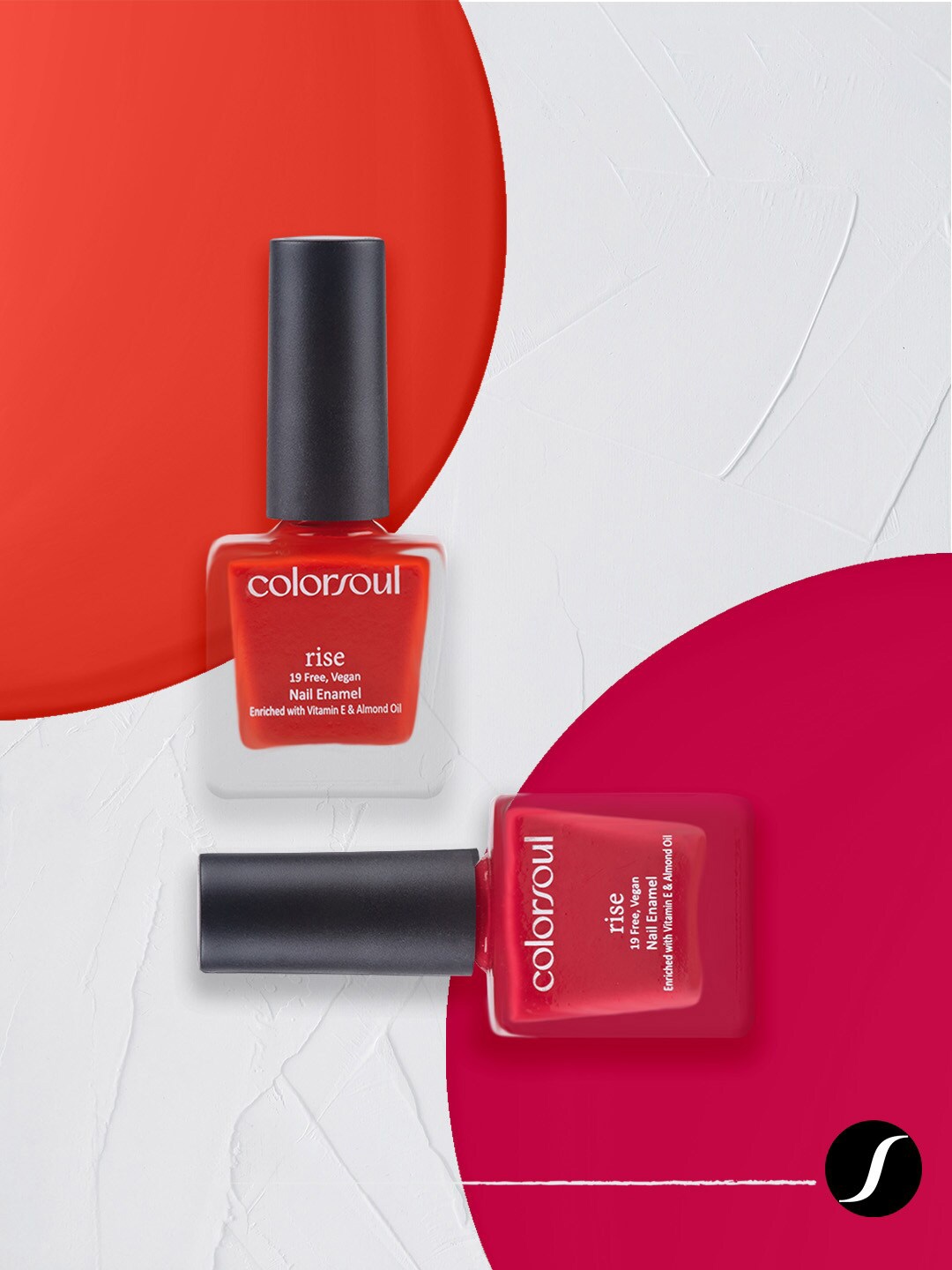 

Colorsoul Set Of 2 Rise Nail Enamel - Fiesty Fire R02 & Pink Obsession R06 - 8ml, Red