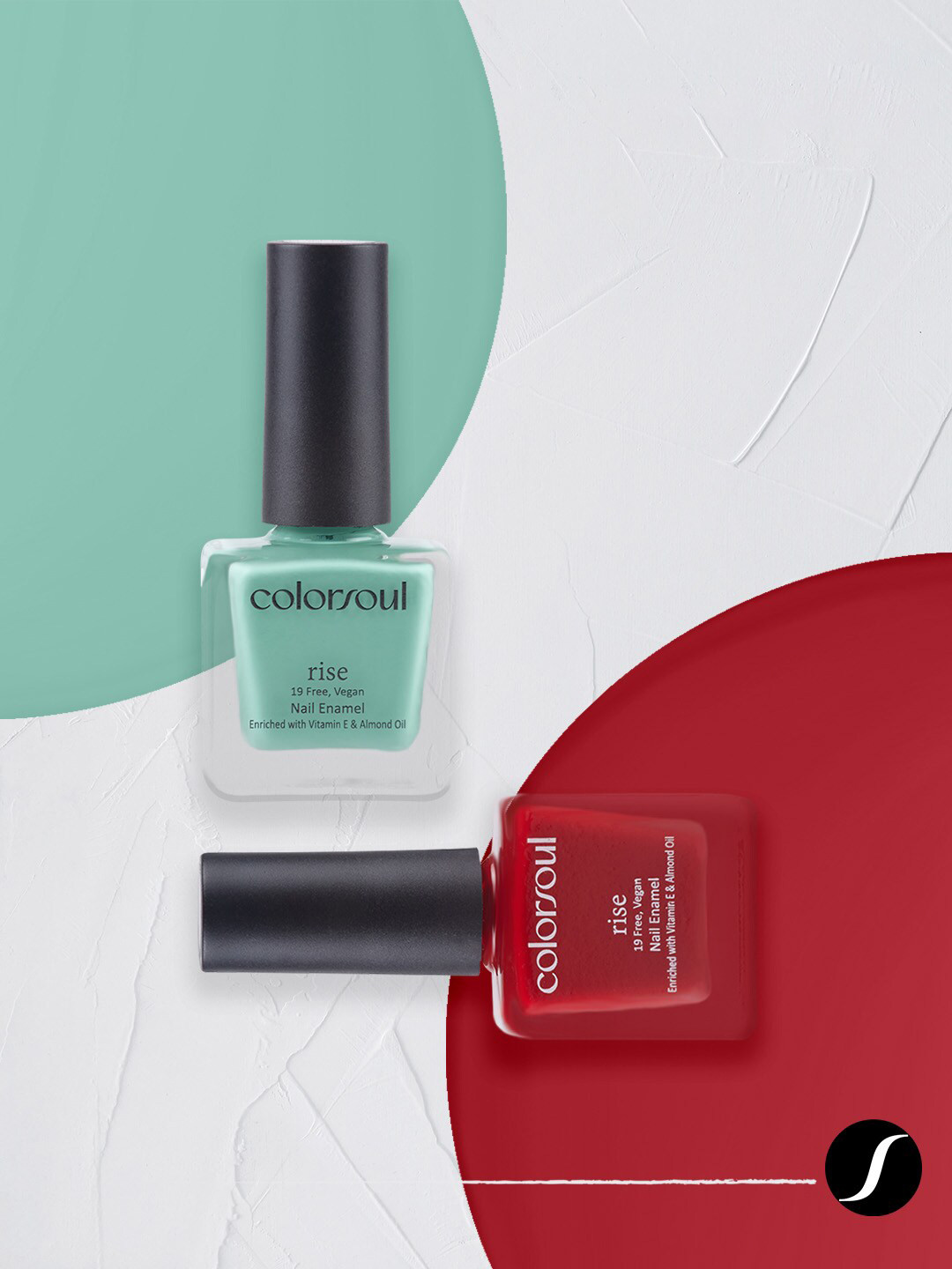

Colorsoul Set Of 2 Rise Nail Enamel - Glam Red R01 & Misty Green R16 - 8ml