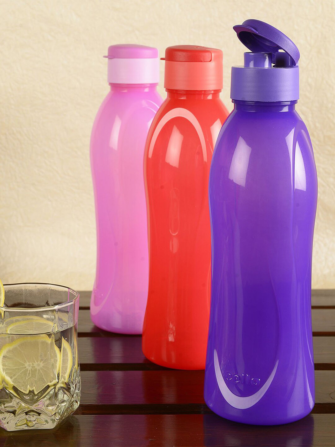 

Cello Fresca Set Of 5 Flip Polypropylene Water Bottles 1 Litre, Purple