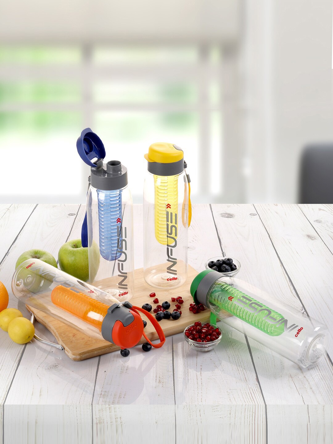 

Cello Set Of 2 Infuse Plastic Detox Fruit Infusion Water Bottle 800ML Each, Blue