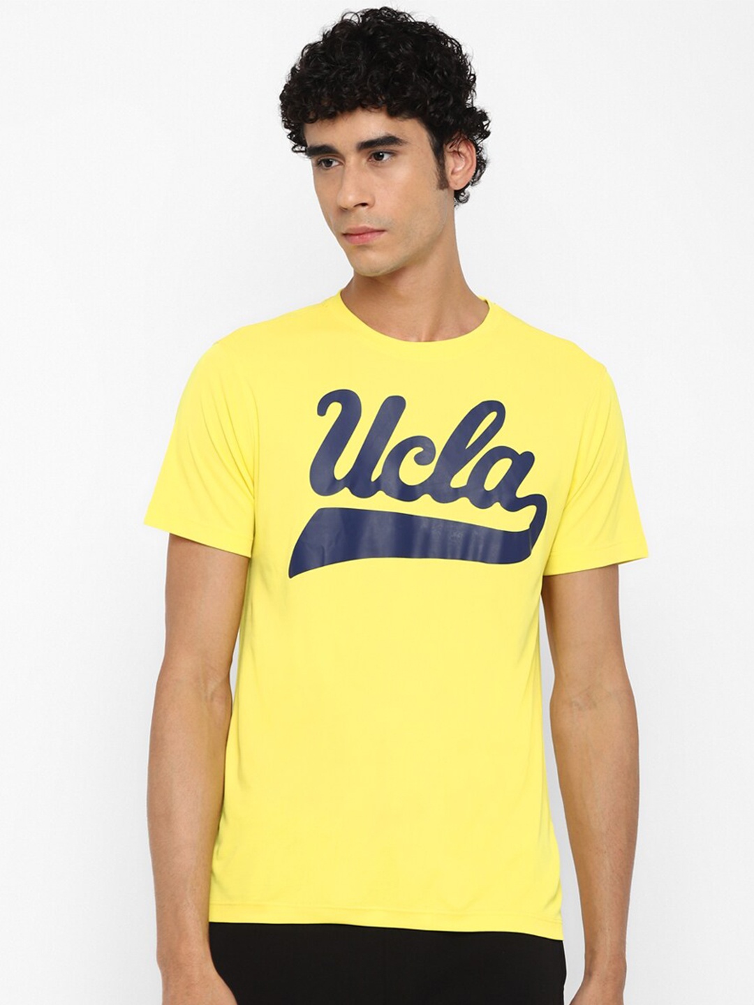 

UCLA Men Yellow Typography Printed Applique T-shirt