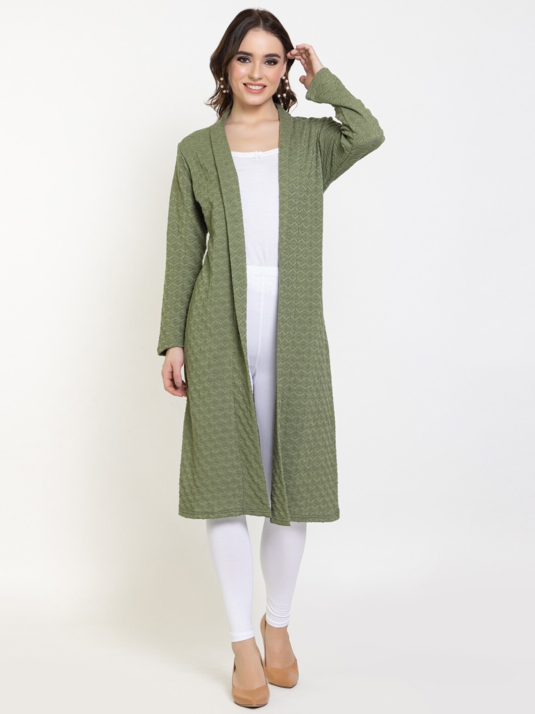 

KEIKO Women Green Longline Shrug