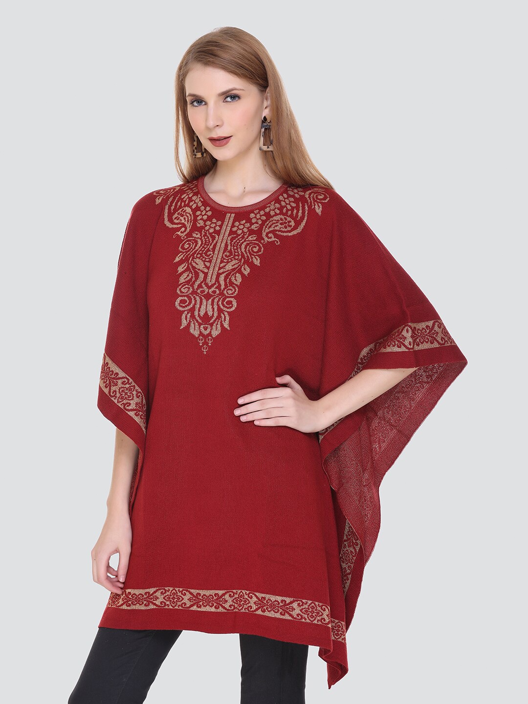 

KEIKO Printed Kaftan Longline Top, Maroon