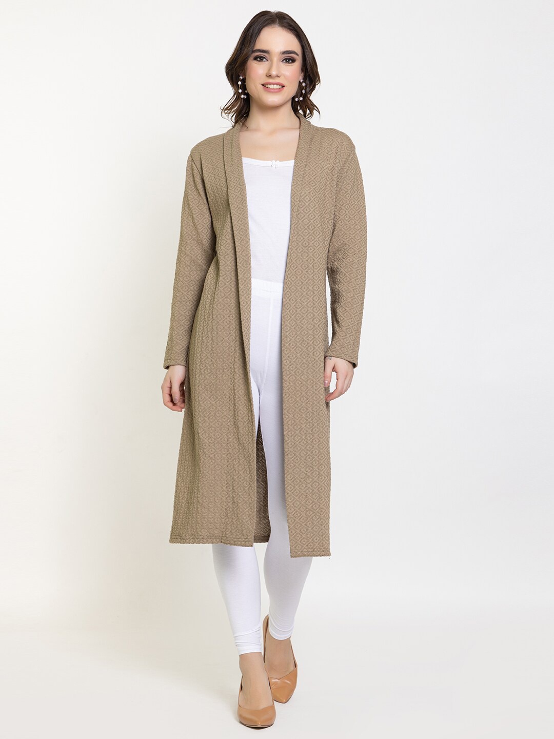 

KEIKO Women Beige Longline Shrug
