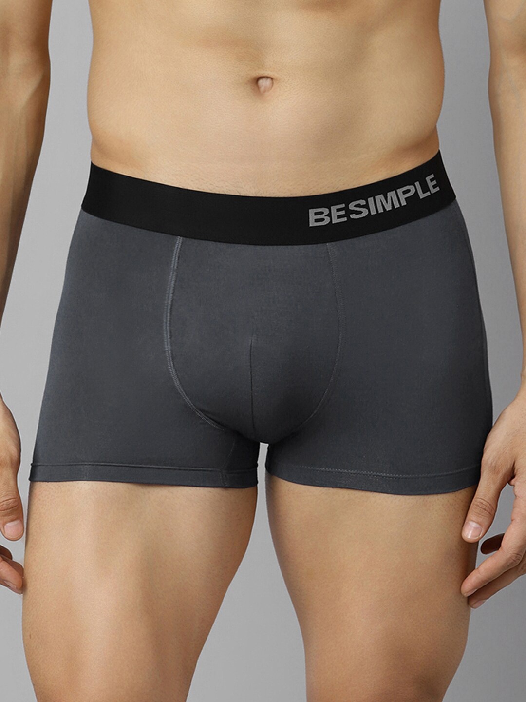 

BESIMPLE Men Grey Solid Trunk