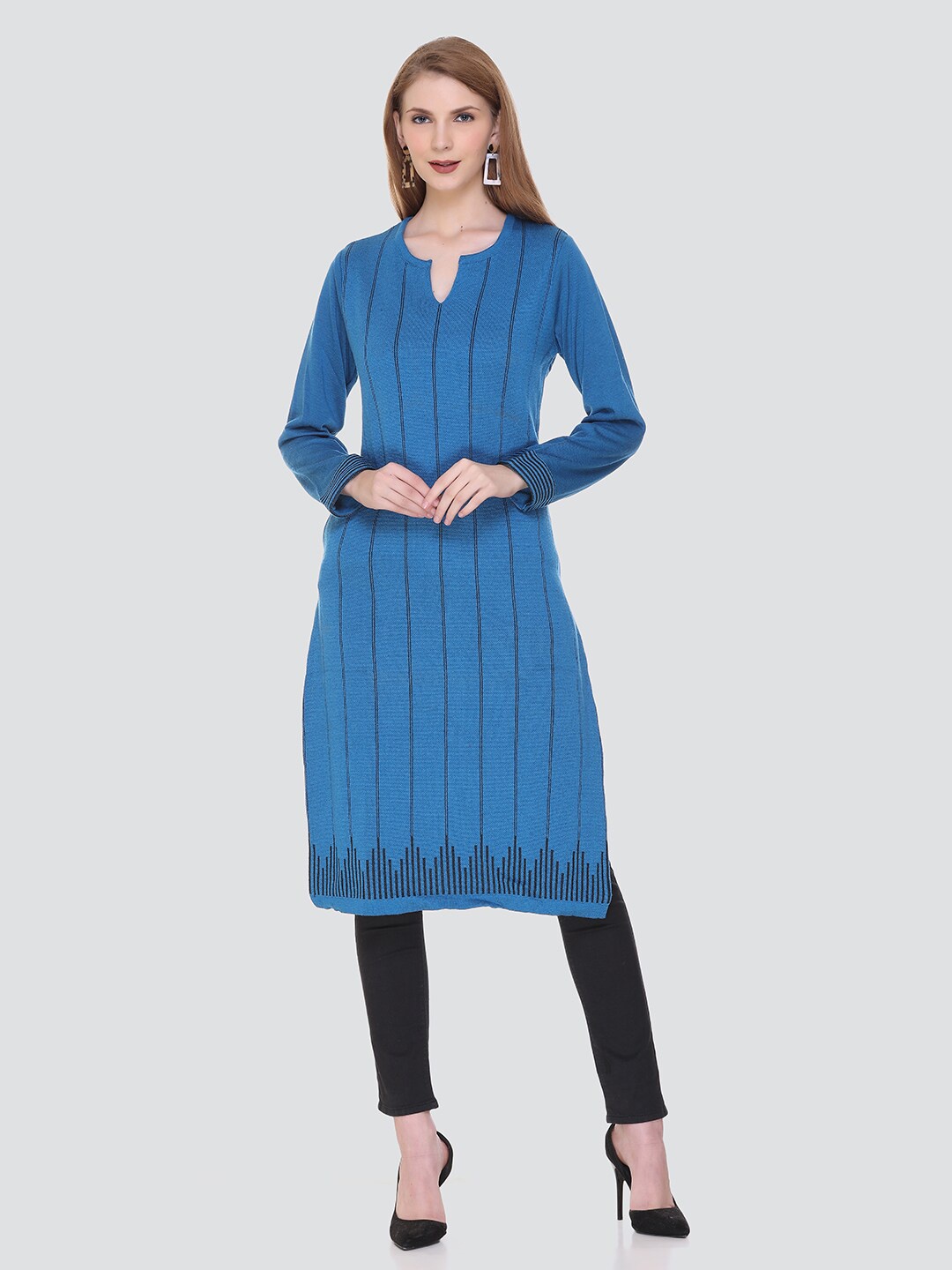 

KEIKO Women Turquoise Blue Striped Kurta