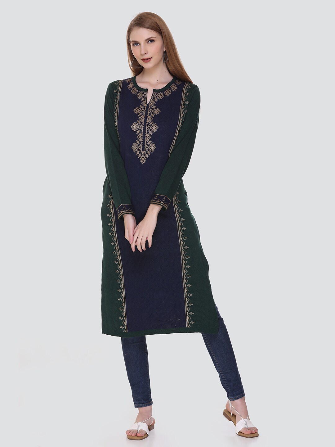 

KEIKO Women Green & Blue Ethnic Motifs Printed Kurta