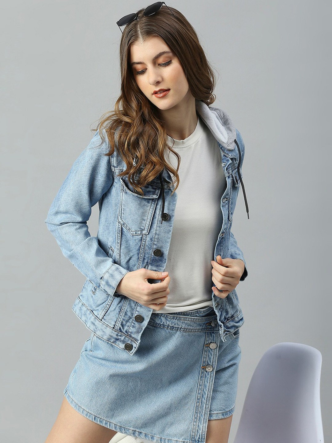 

Hubberholme Women Blue Washed Lightweight Outdoor Denim Jacket with Hooded